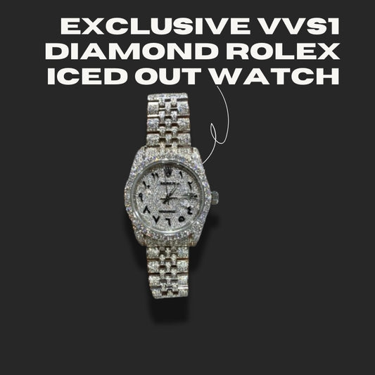 VVS1 Lab Diamond Arabic Numbers Rolex Iced Out Watch