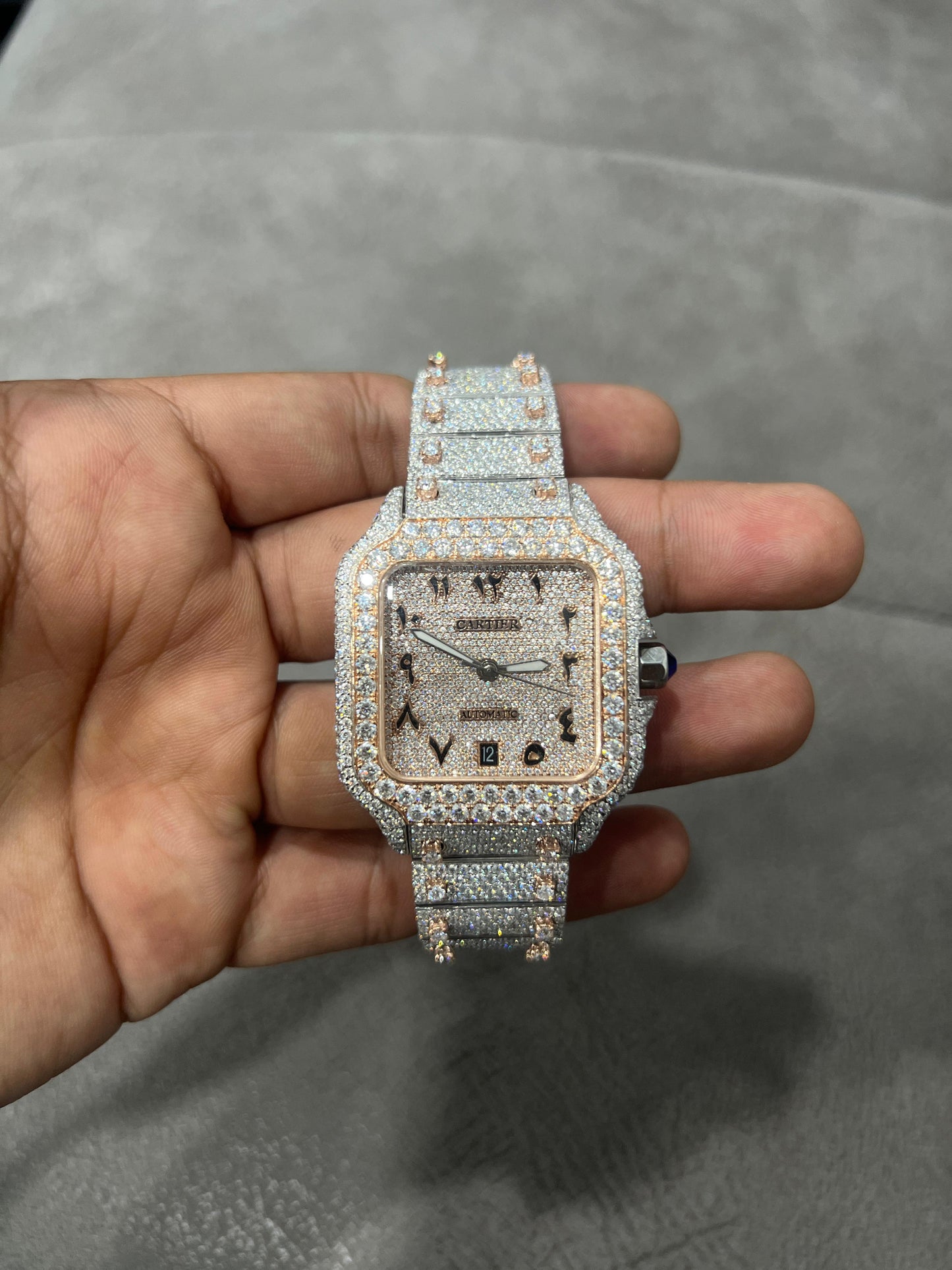 VVS1 Moissanite Arabic Numbers Cartier Iced Out Watch