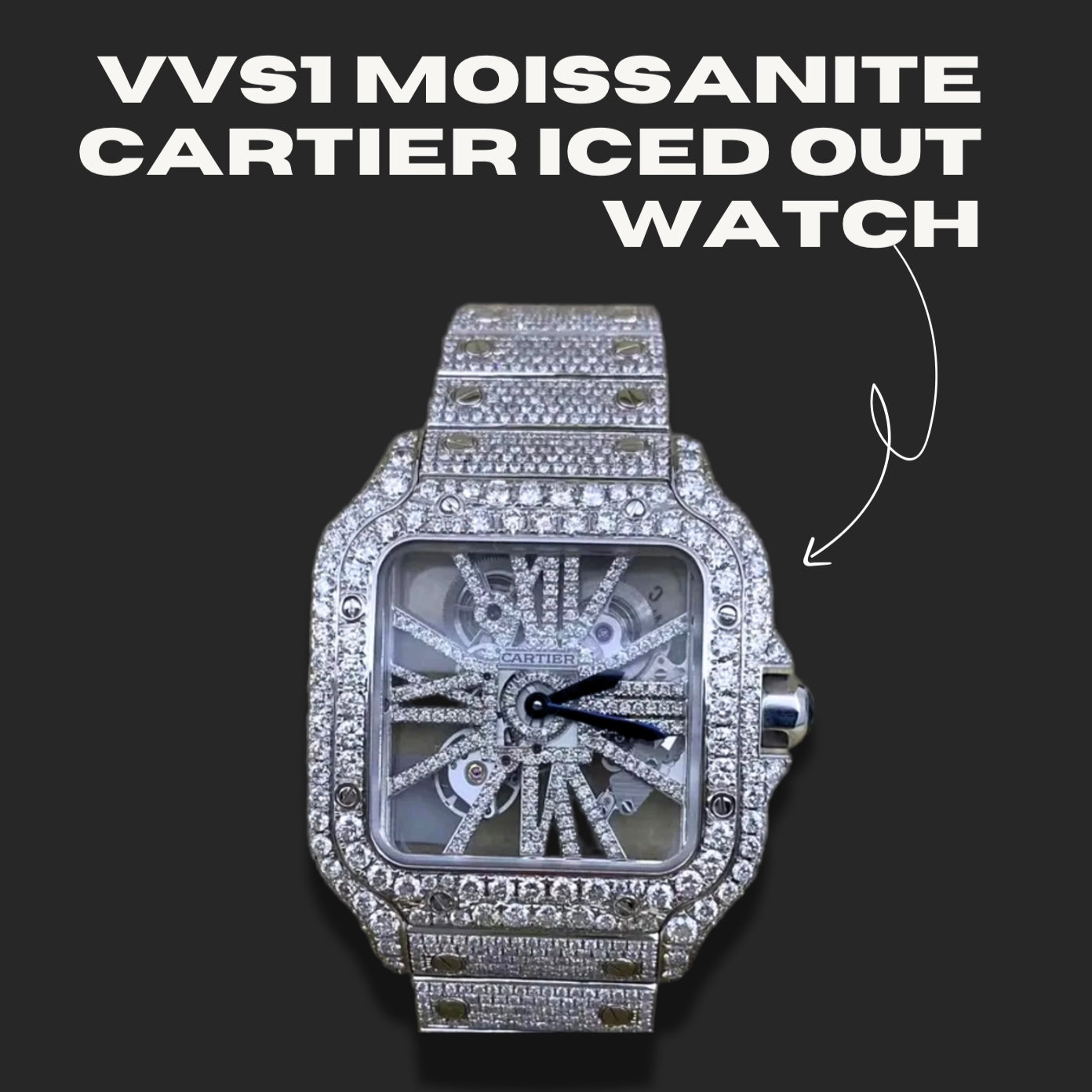 VVS1 Moissanite Cartier Iced Out Watch