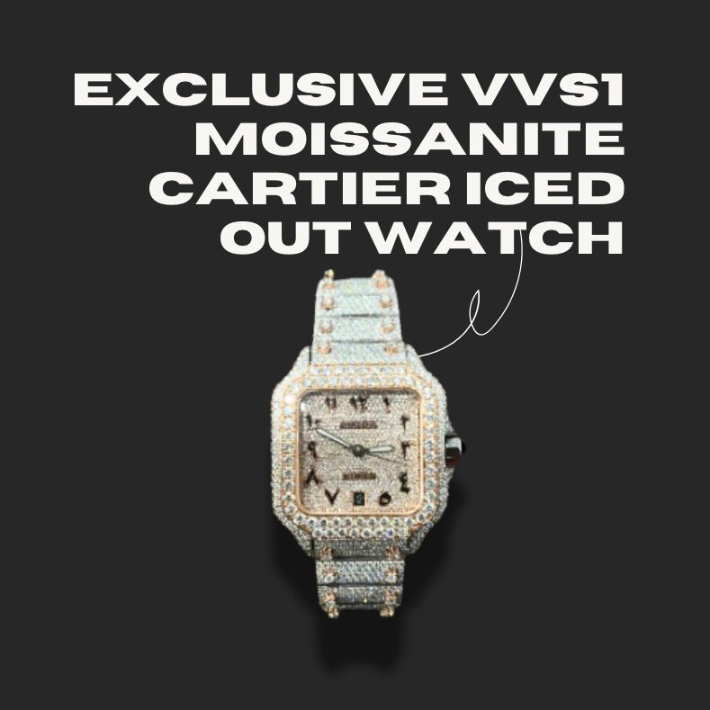 VVS1 Moissanite Arabic Numbers Cartier Iced Out Watch