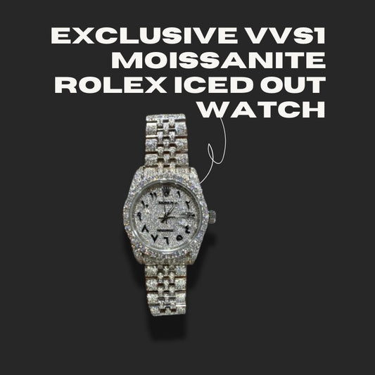 VVS1 Moissanite Arabic Numbers Rolex Iced Out Watch